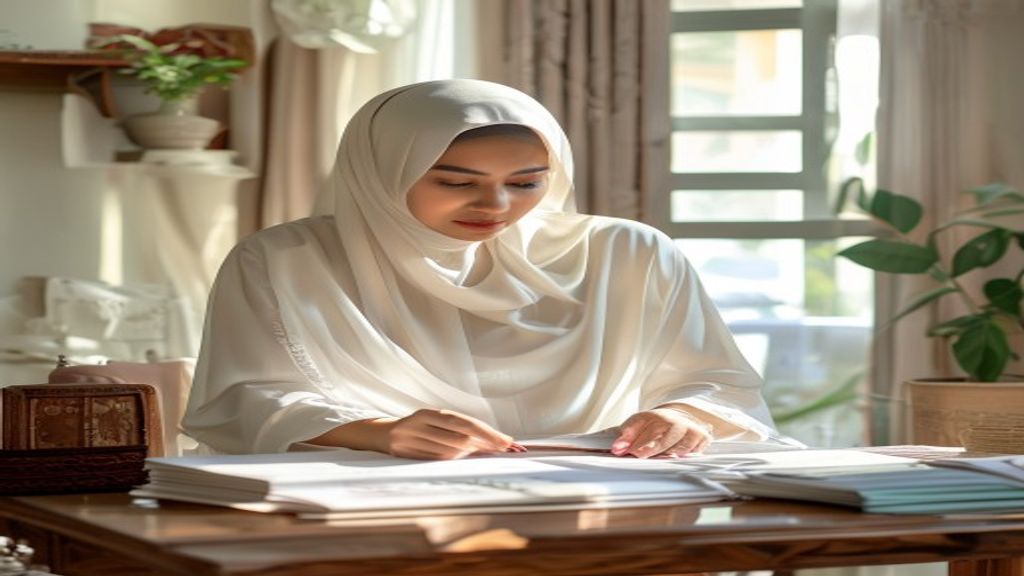 Ilustrasi syarat umroh bagi wanita meliputi paspor valid, visa, kesehatan, serta busana hijab yang sesuai