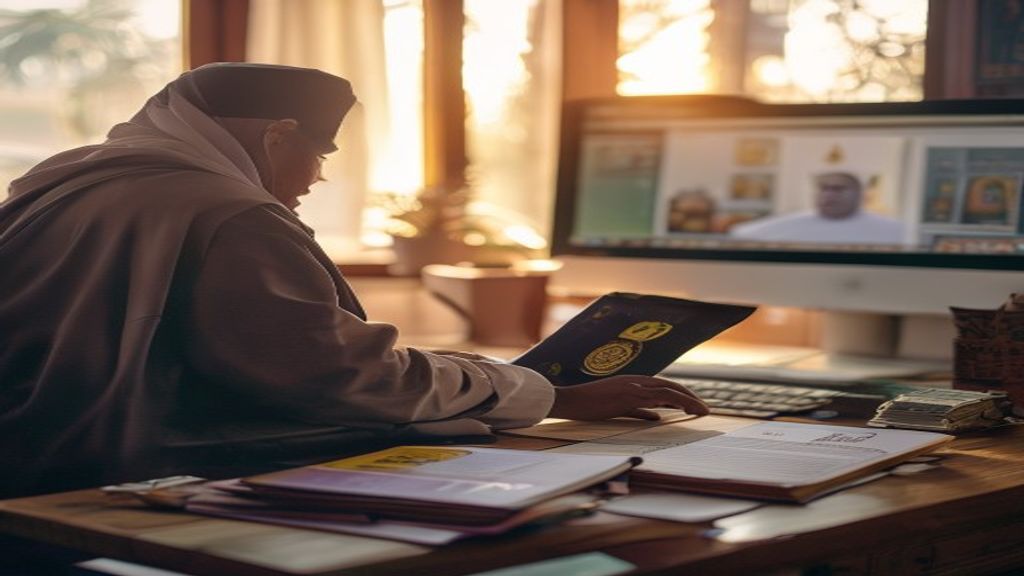 Ilustrasi daftar lengkap syarat umroh termasuk paspor, visa, vaksin, dan bukti keuangan untuk ibadah haji.