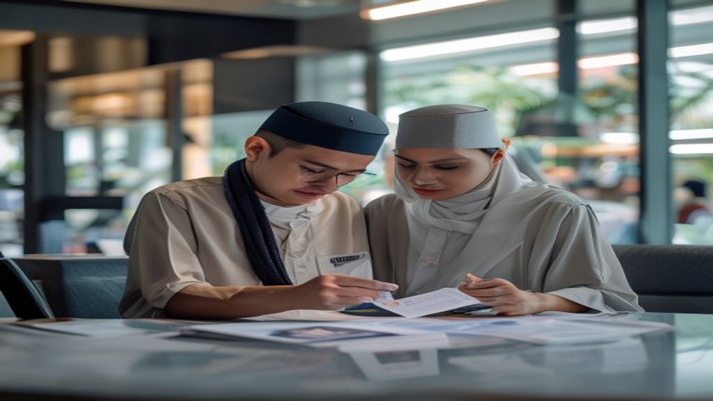Ilustrasi persyaratan umroh 2025 lengkap dengan paspor, visa, vaksin, dan dokumen keuangan.
