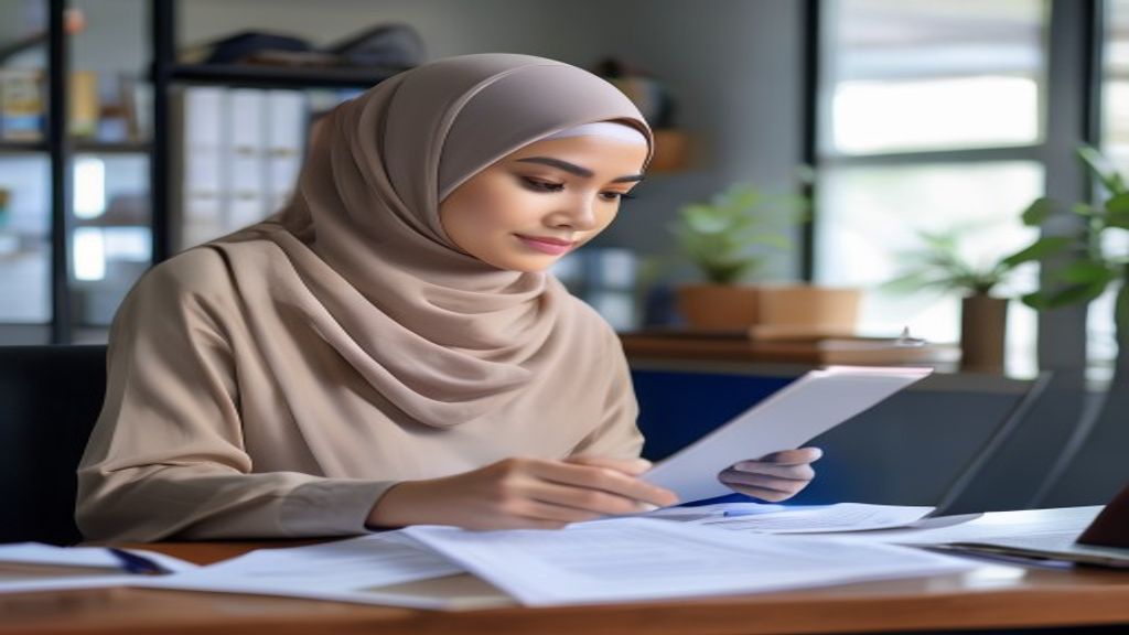 Ilustrasi persyaratan umroh Amira meliputi paspor, visa, vaksin, dan bukti keuangan yang lengkap