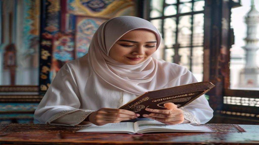 Ilustrasi persiapan umroh dengan dokumen dan peralatan