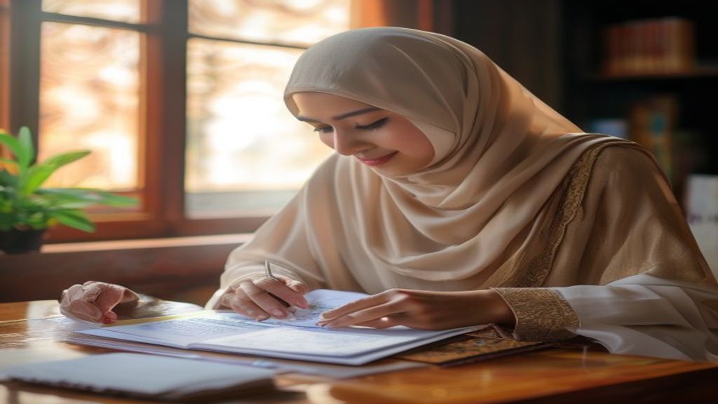 Ilustrasi persyaratan umroh bagi wanita, meliputi paspor, visa, pakaian ihram, dan sertifikat kesehatan