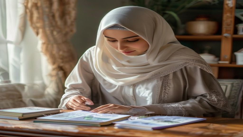 Infografik menjelaskan syarat umroh bagi wanita, termasuk paspor, visa, vaksin, dan pakaian ihram yang sesuai.