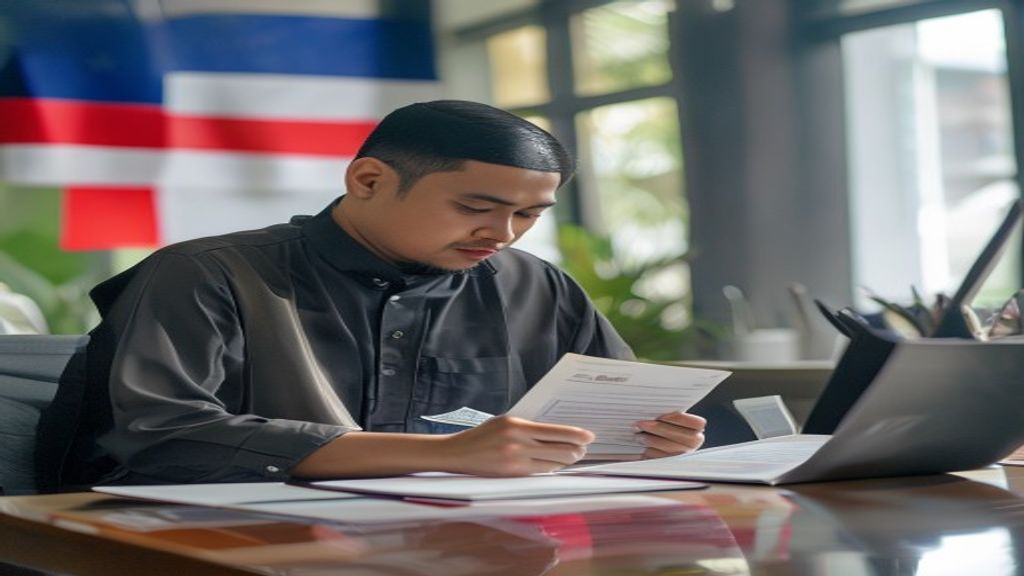 Ilustrasi syarat umroh terbaru 2024: paspor, visa, vaksin, tiket, dan asuransi perjalanan lengkap.