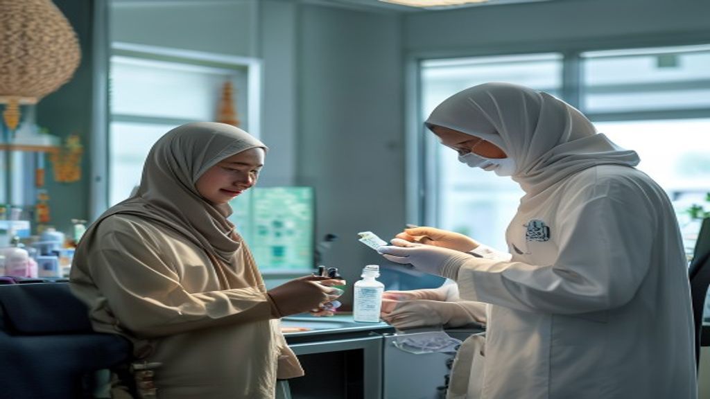 Infografik menunjukkan vaksin wajib untuk umroh: COVID‑19, meningitis, influenza, dan hepatitis B.